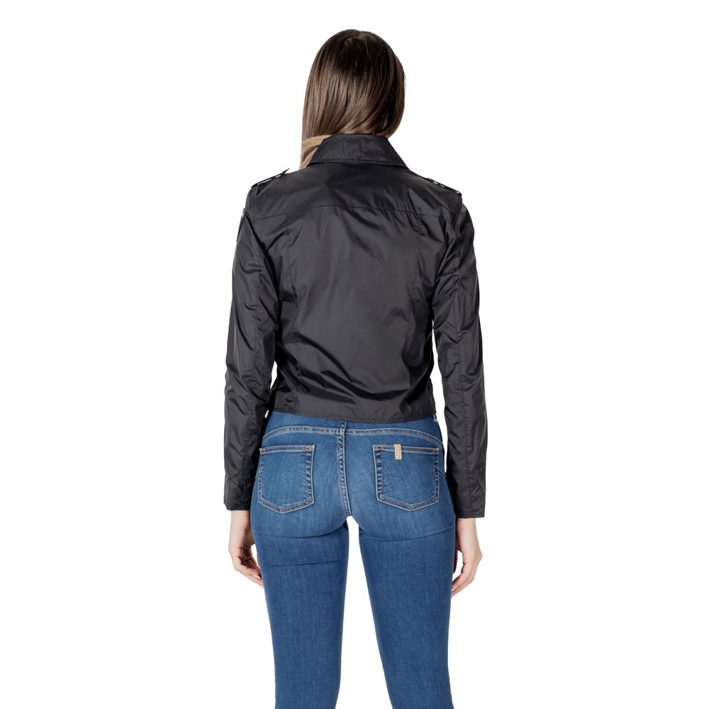 Black Polyamide Biker Jacket - ventzia