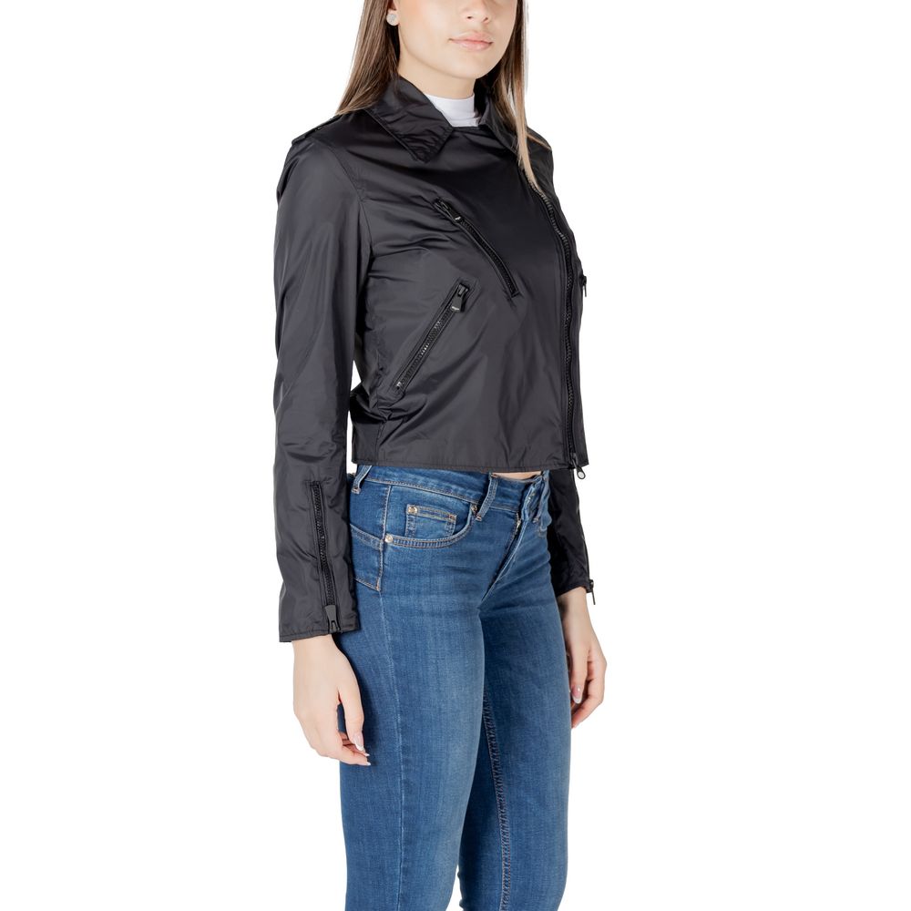 Black Polyamide Biker Jacket - ventzia