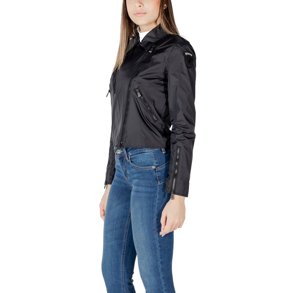 Black Polyamide Biker Jacket - ventzia