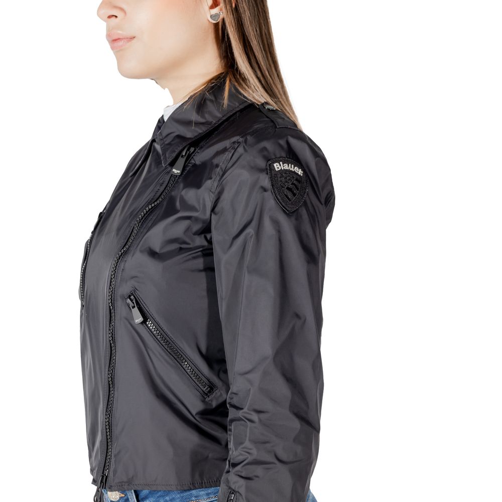 Black Polyamide Biker Jacket - ventzia