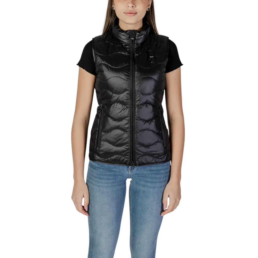 Black Polyamide Sleveless Jacket - ventzia