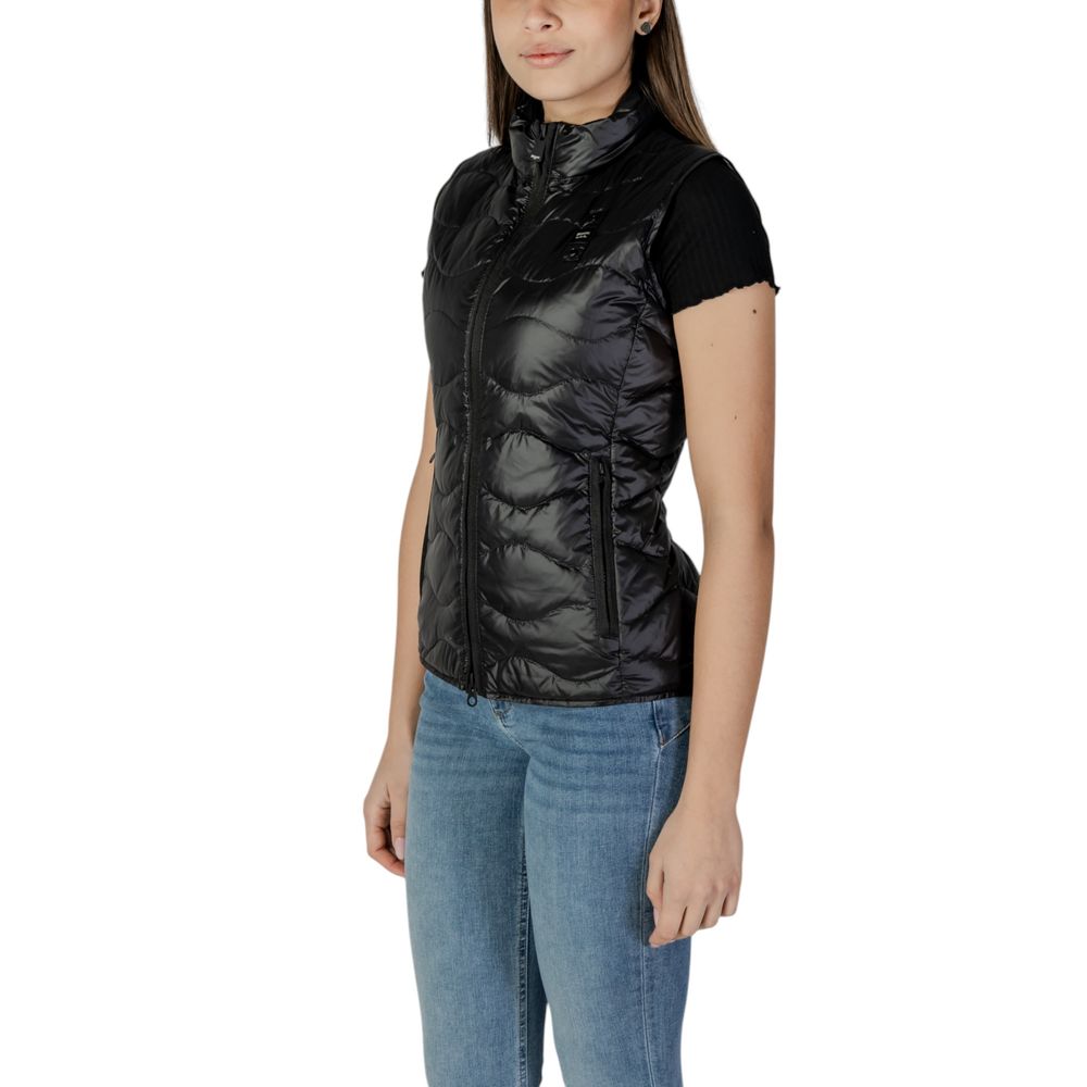 Black Polyamide Sleveless Jacket - ventzia