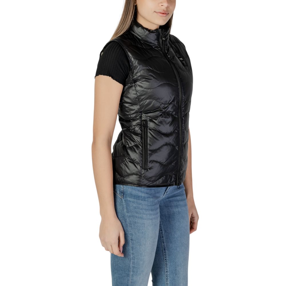 Black Polyamide Sleveless Jacket - ventzia