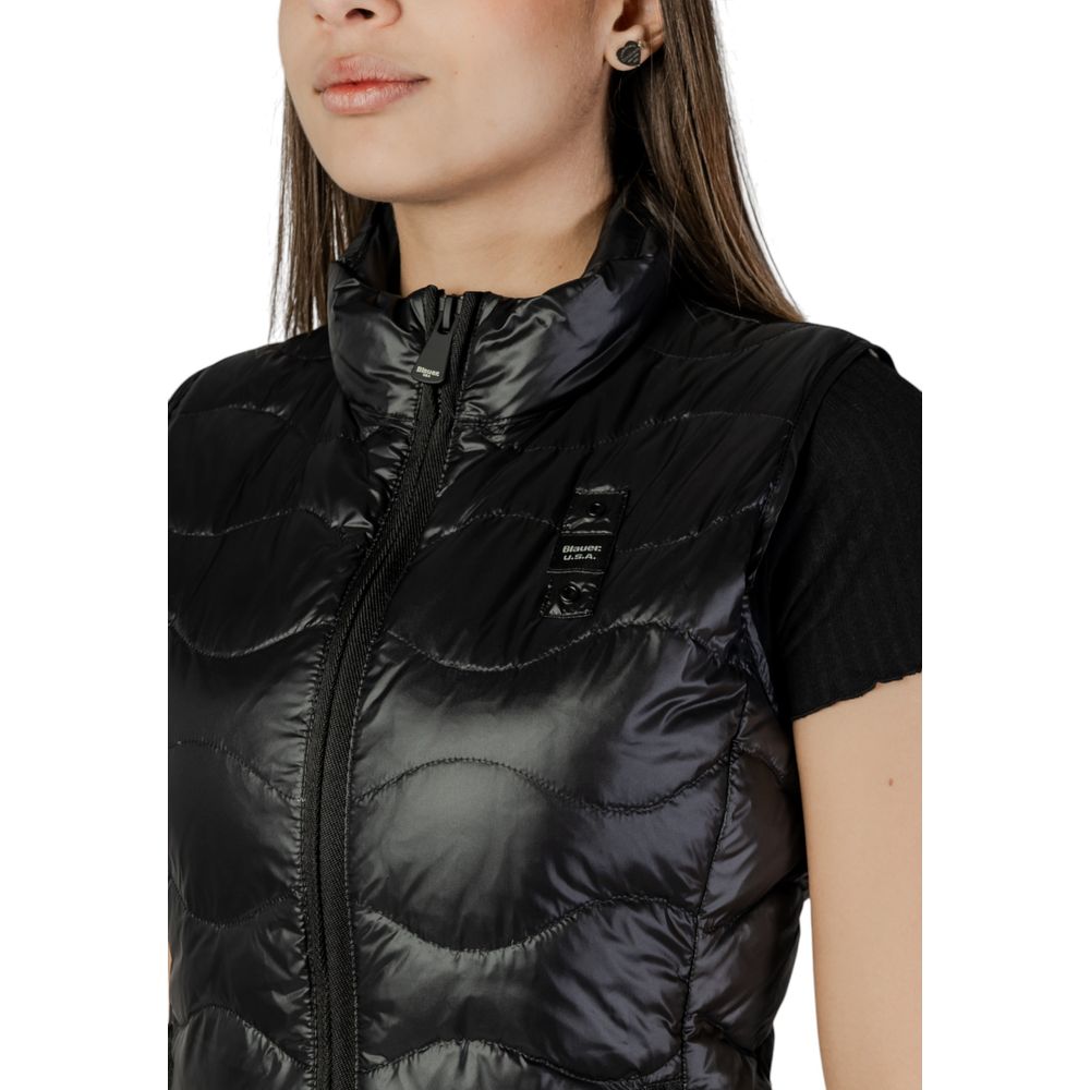 Black Polyamide Sleveless Jacket - ventzia