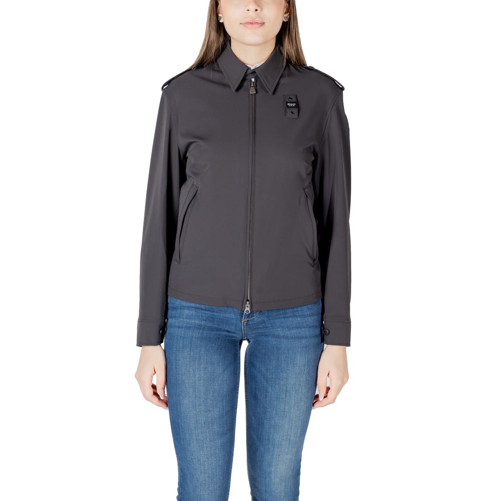 Black Polyamide Biker Jacket - ventzia