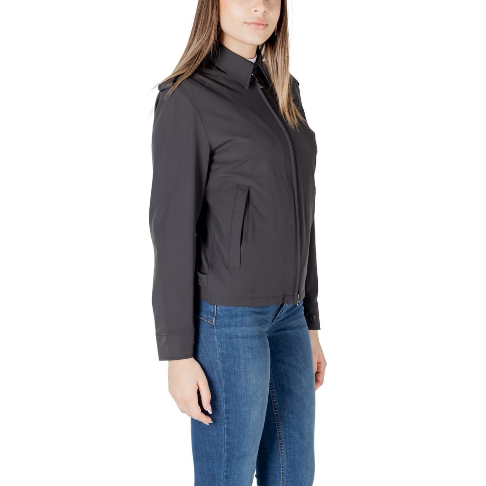 Black Polyamide Biker Jacket - ventzia