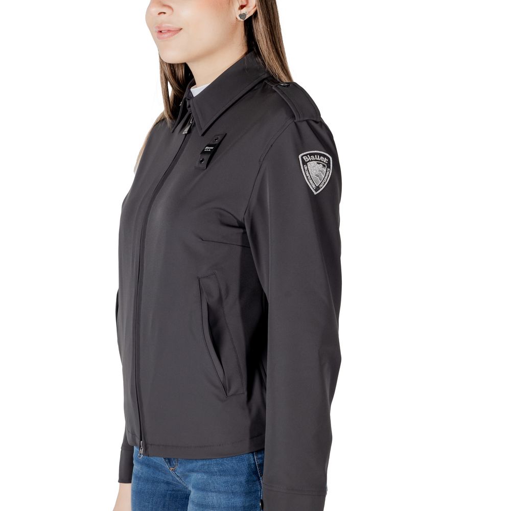 Black Polyamide Biker Jacket - ventzia
