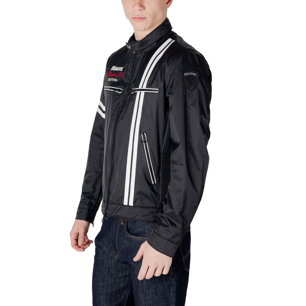 Black Polyamide Biker Jacket - ventzia