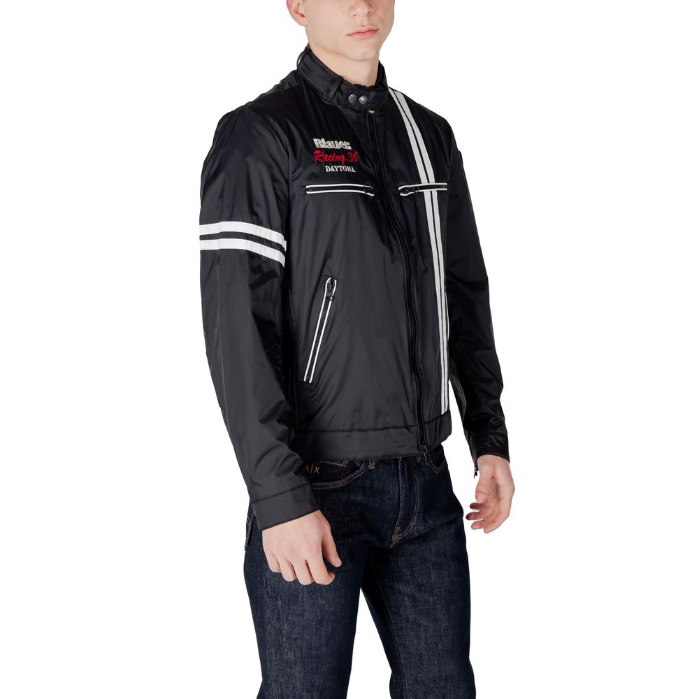 Black Polyamide Biker Jacket - ventzia