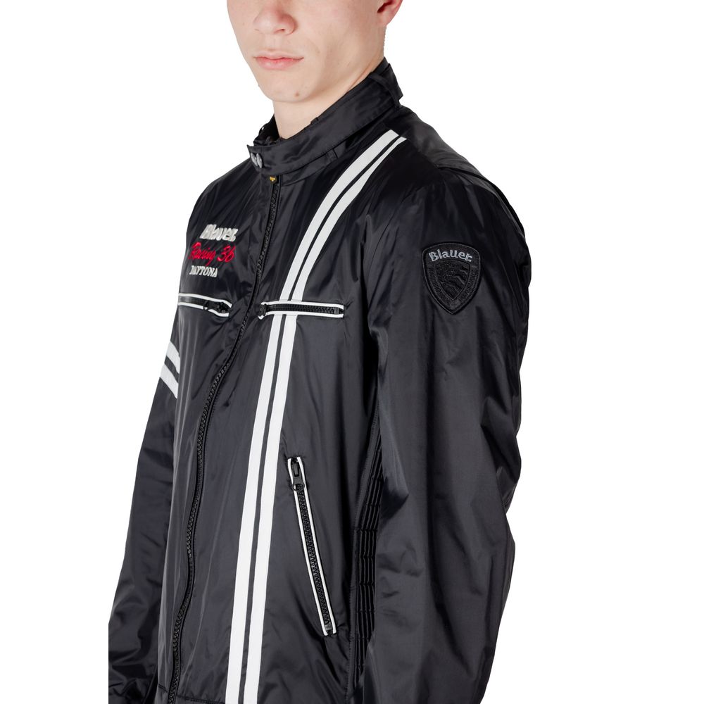 Black Polyamide Biker Jacket - ventzia