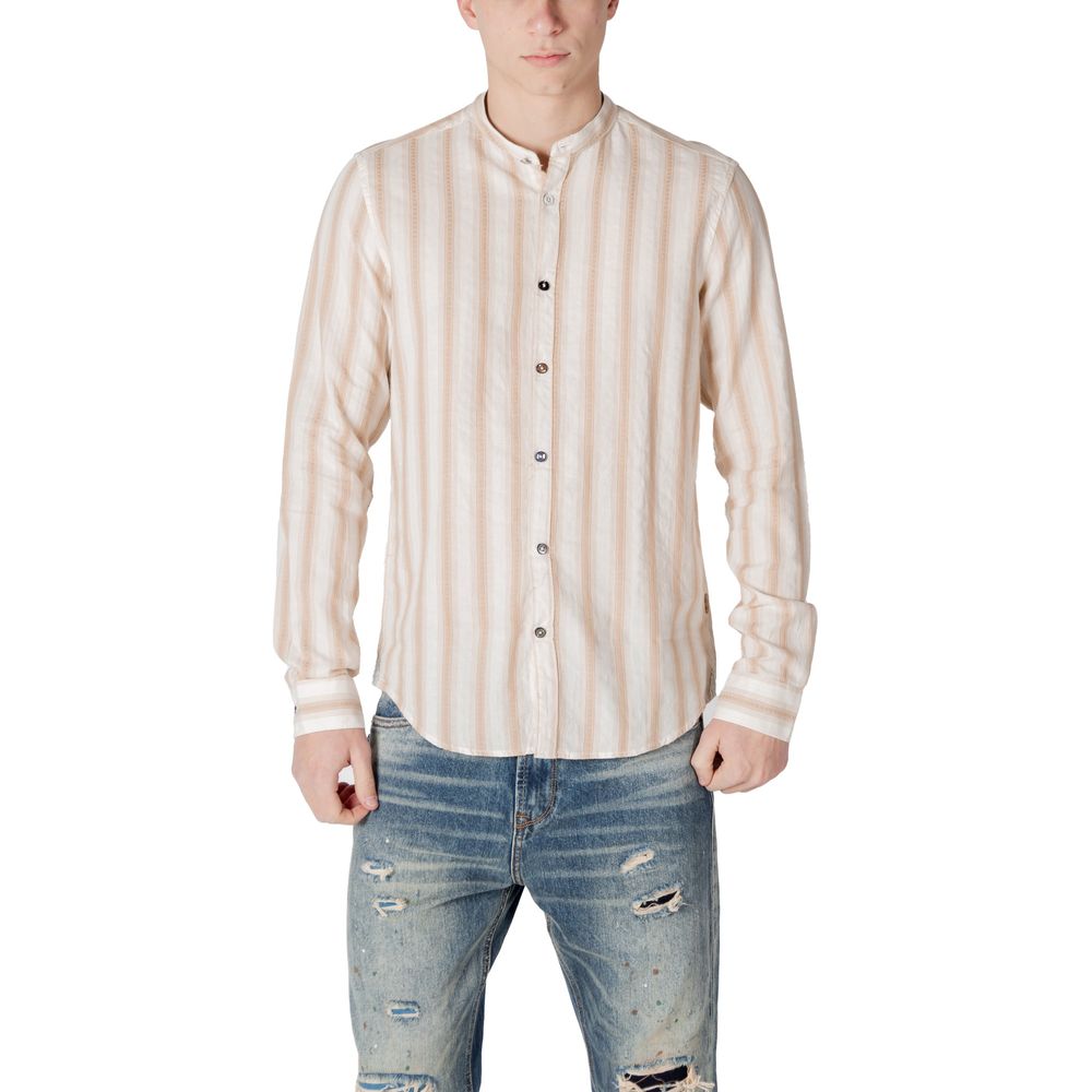 Beige Cotton Pattern Shirt - ventzia
