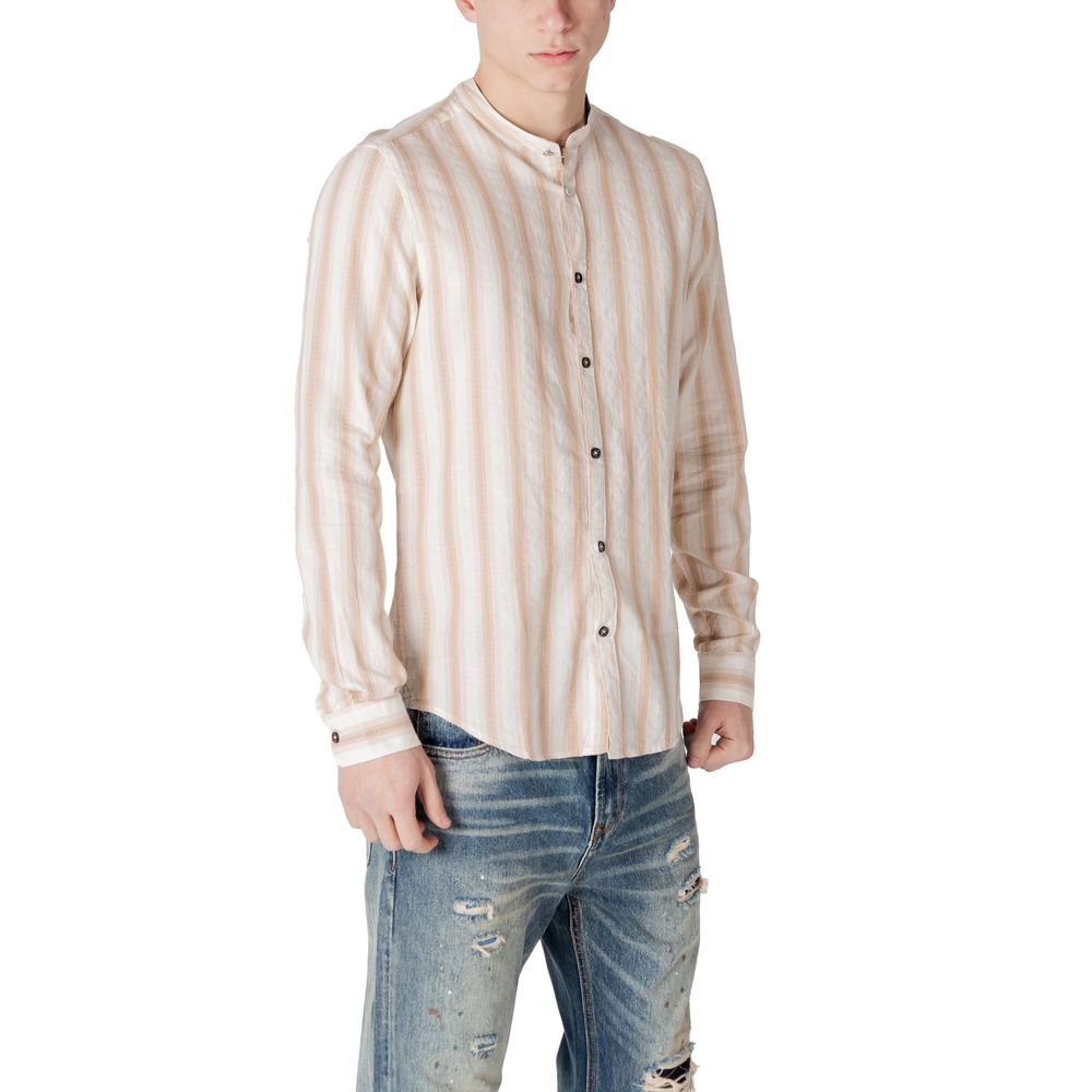 Beige Cotton Pattern Shirt - ventzia