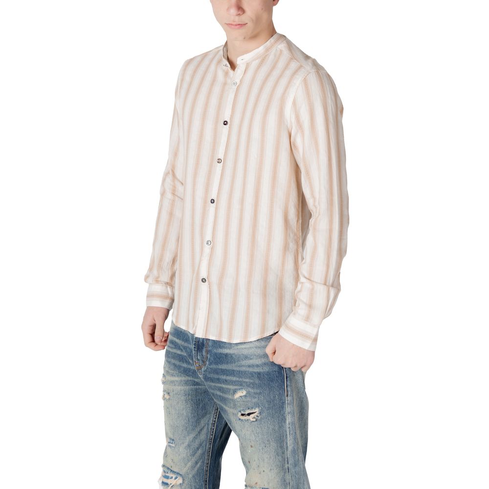 Beige Cotton Pattern Shirt - ventzia