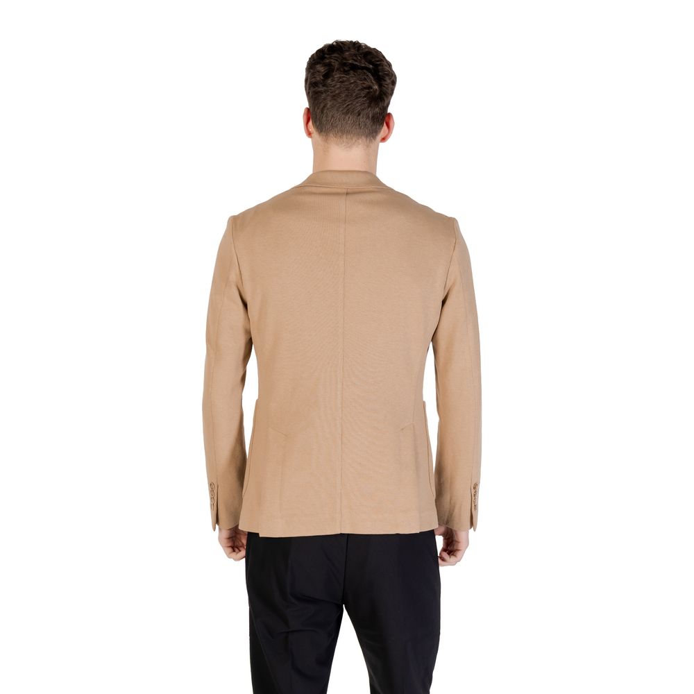 Beige Cotton Blazer - ventzia