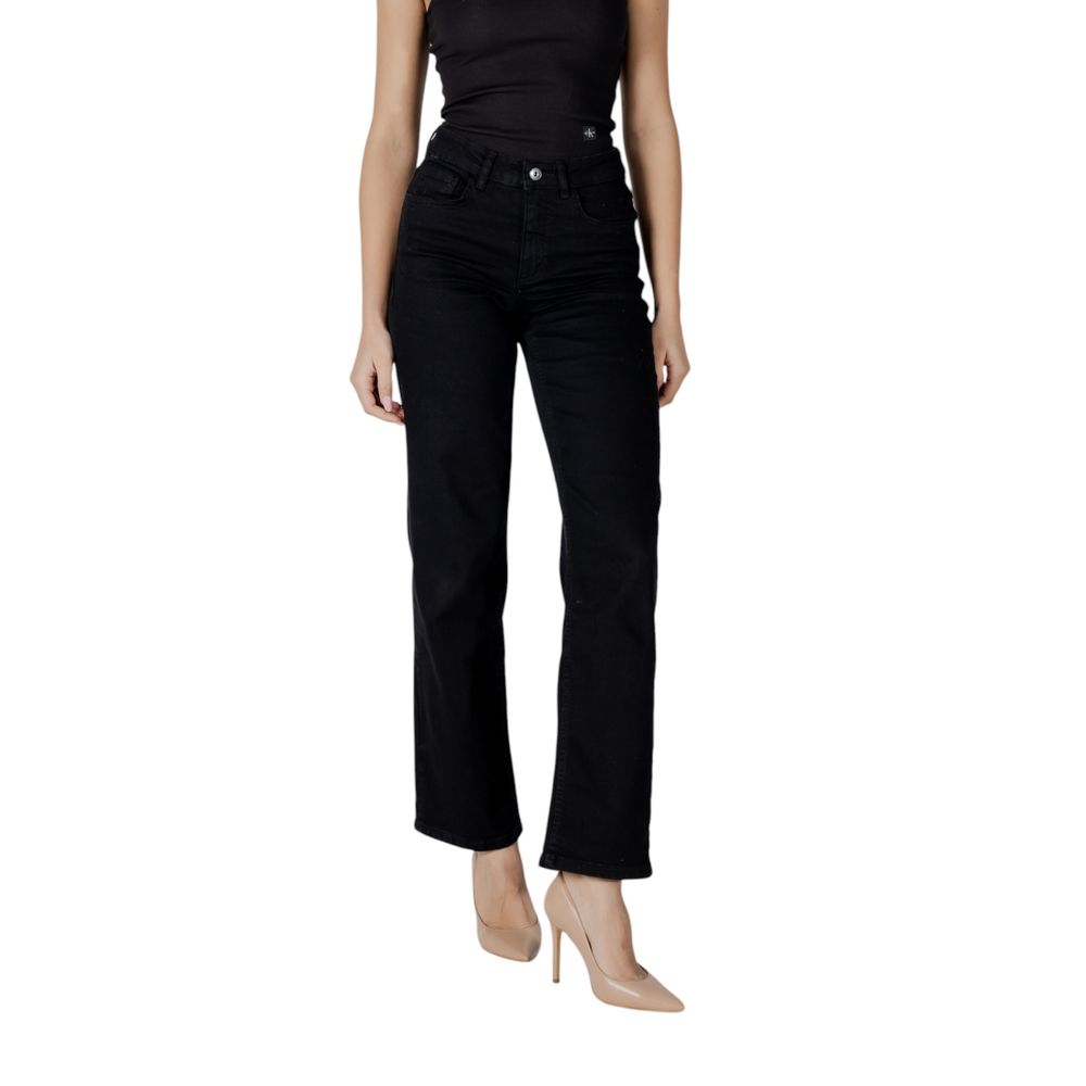 Black Cotton Relaxed Fit Jeans - ventzia
