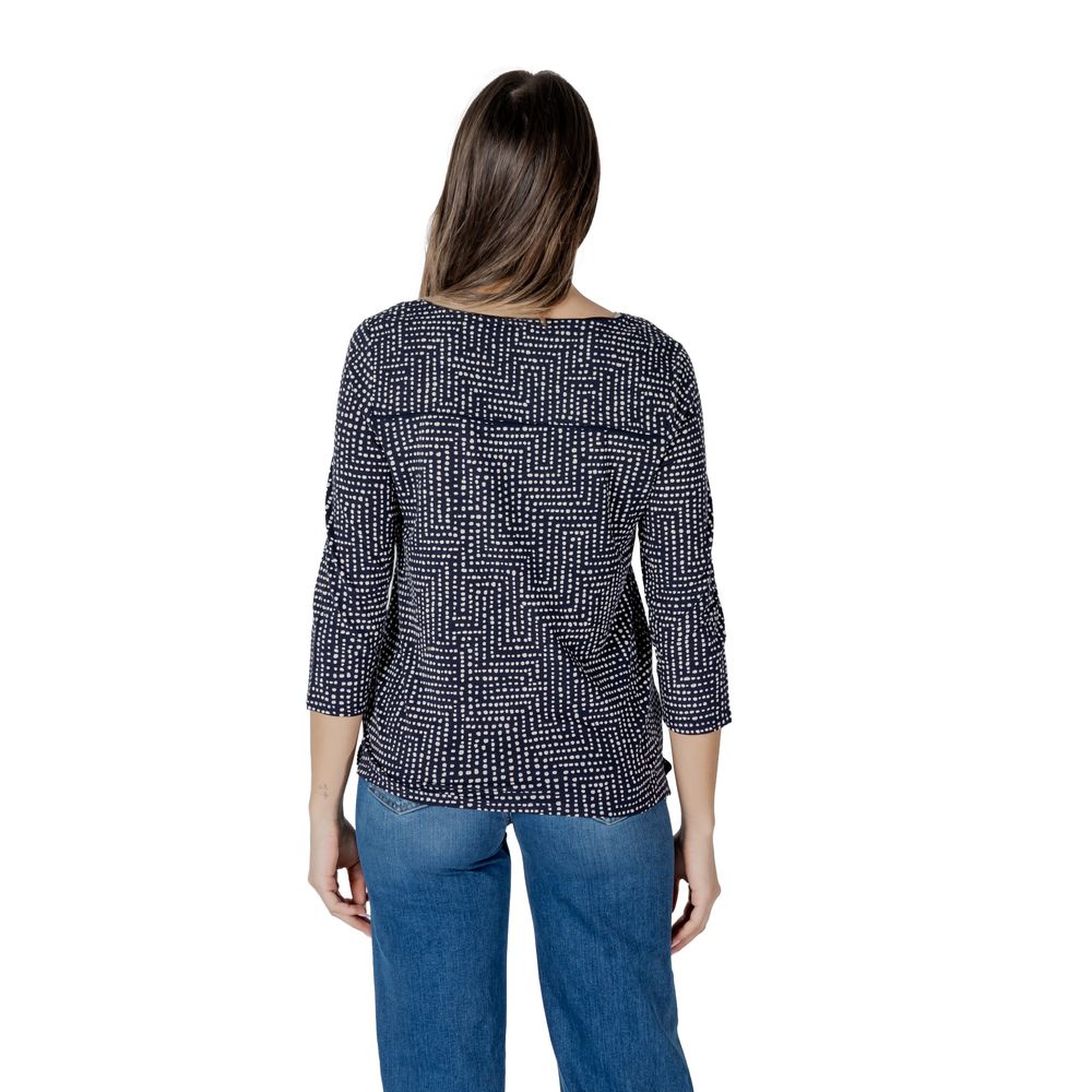 Blue Viscose Long Sleeve T-Shirt - ventzia
