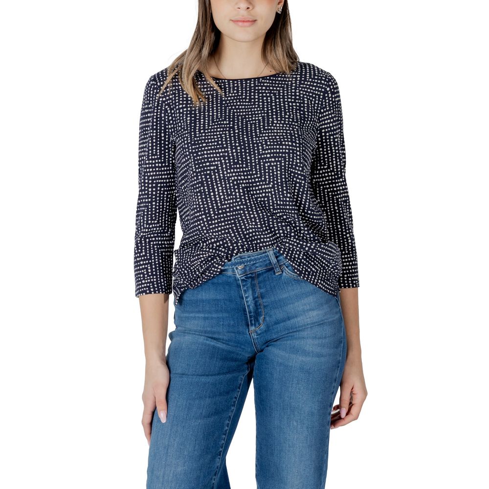 Blue Viscose Long Sleeve T-Shirt - ventzia