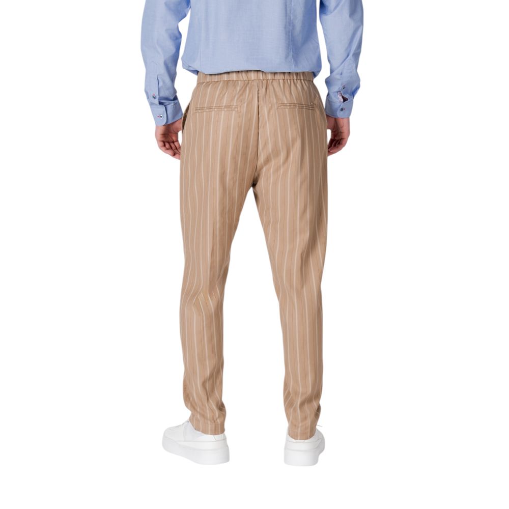 Beige Polyester Casual Pants - ventzia