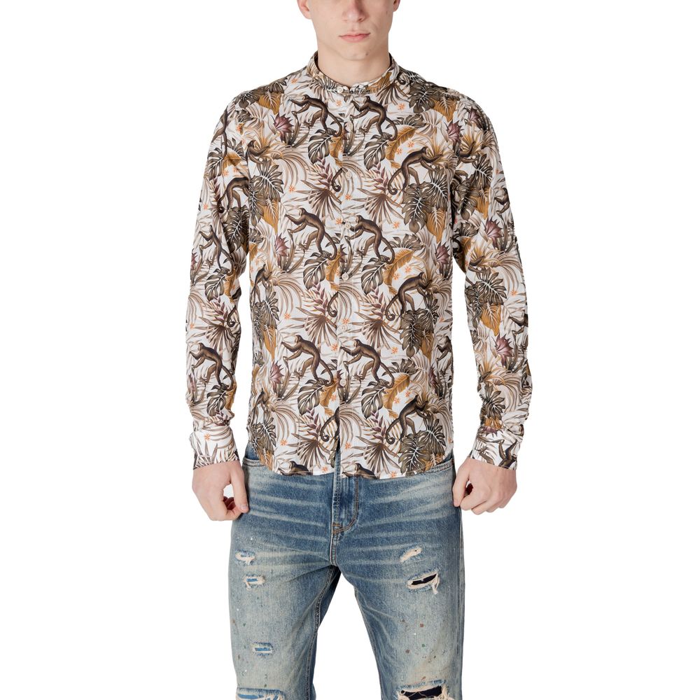 White Cotton Pattern Shirt - ventzia