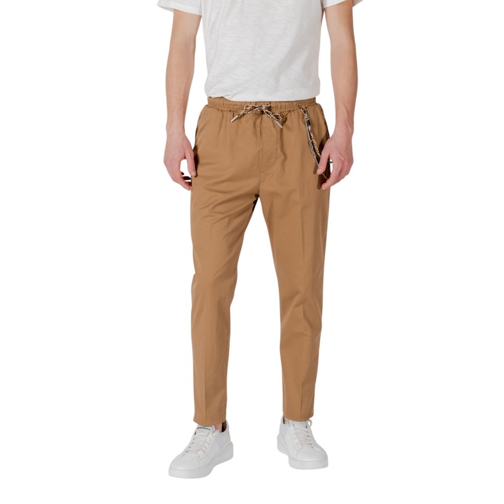 Brown Cotton Casual Pants - ventzia