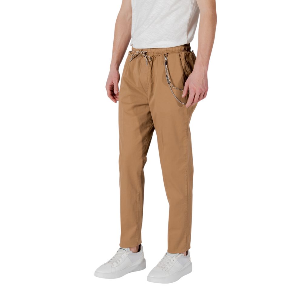 Brown Cotton Casual Pants - ventzia