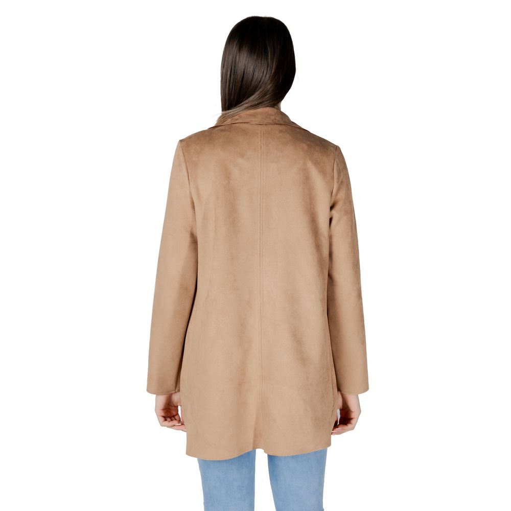 Beige Polyester Trench Coat - ventzia