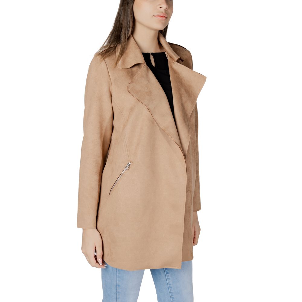 Beige Polyester Trench Coat - ventzia