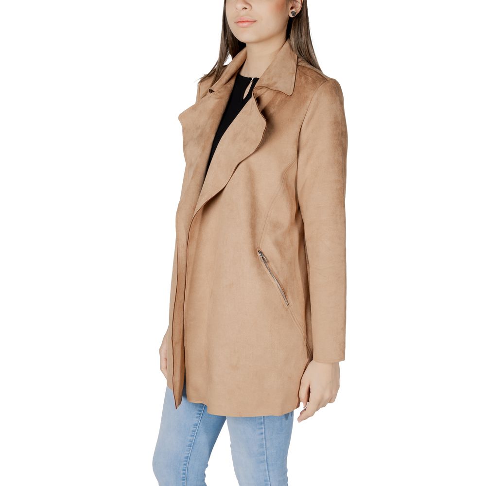 Beige Polyester Trench Coat - ventzia