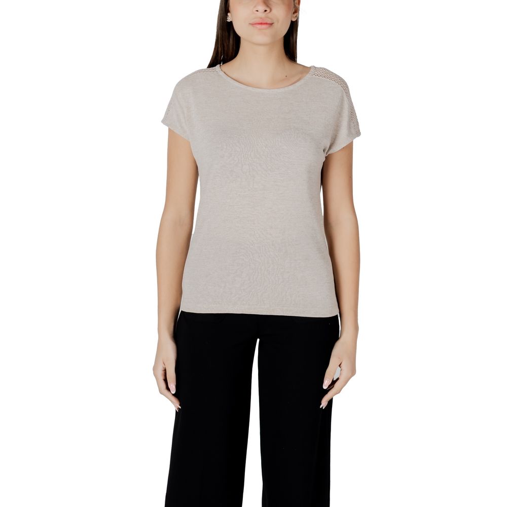 Beige Polyester T-Shirt - ventzia