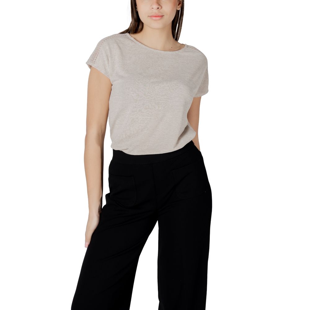 Beige Polyester T-Shirt - ventzia