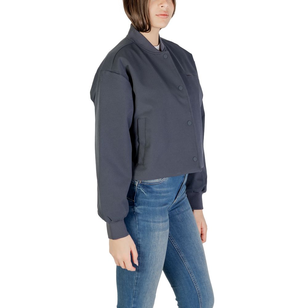 Gray Recycled Polyester Bomber - ventzia