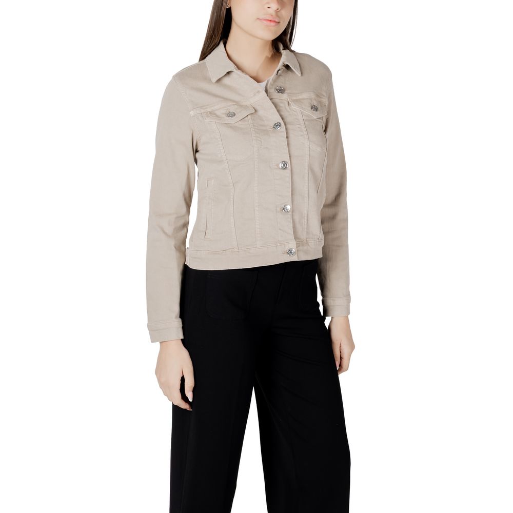 Beige Cotton Jackets & Coat - ventzia