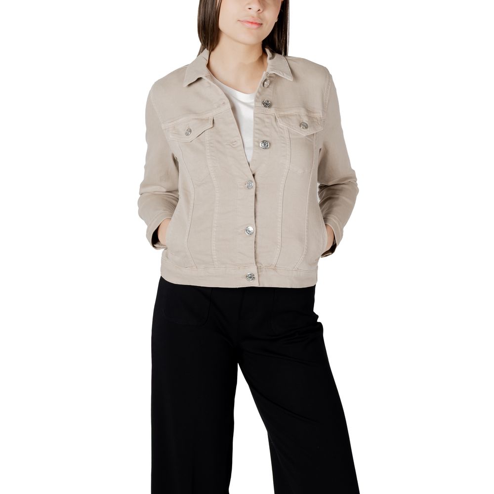 Beige Cotton Jackets & Coat - ventzia