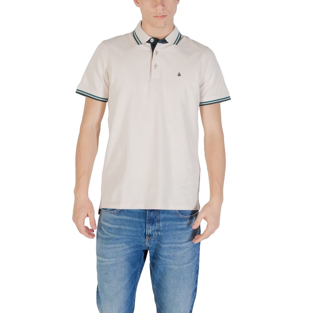 Beige Cotton Polo Shirt - ventzia