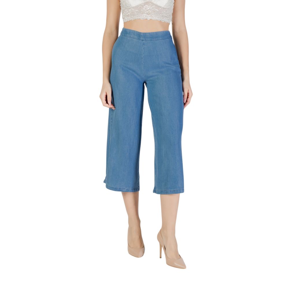 Blue Lyocell Cropped Pants - ventzia