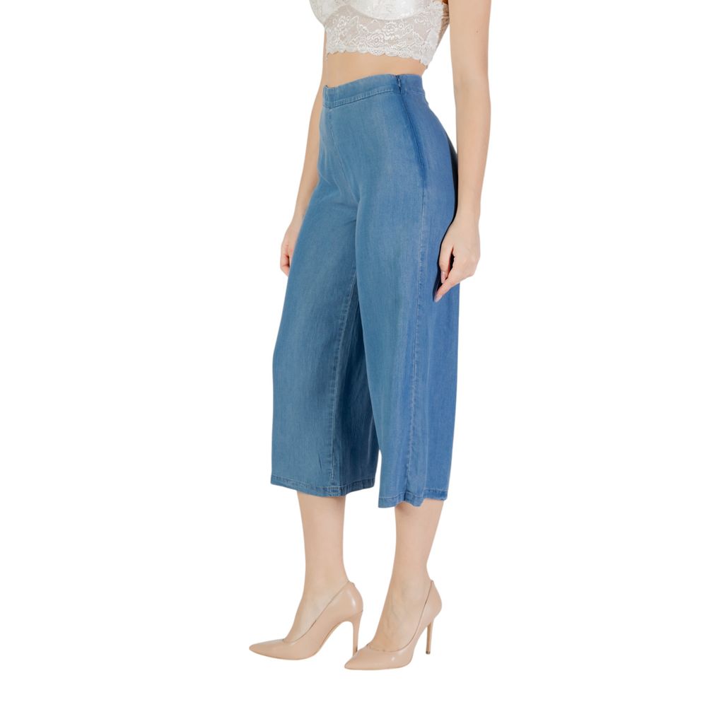 Blue Lyocell Cropped Pants - ventzia