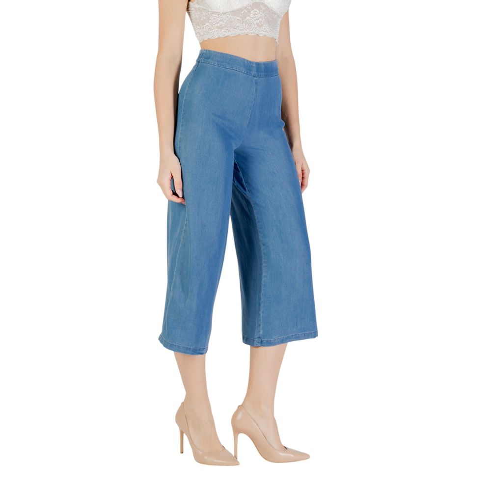 Blue Lyocell Cropped Pants - ventzia
