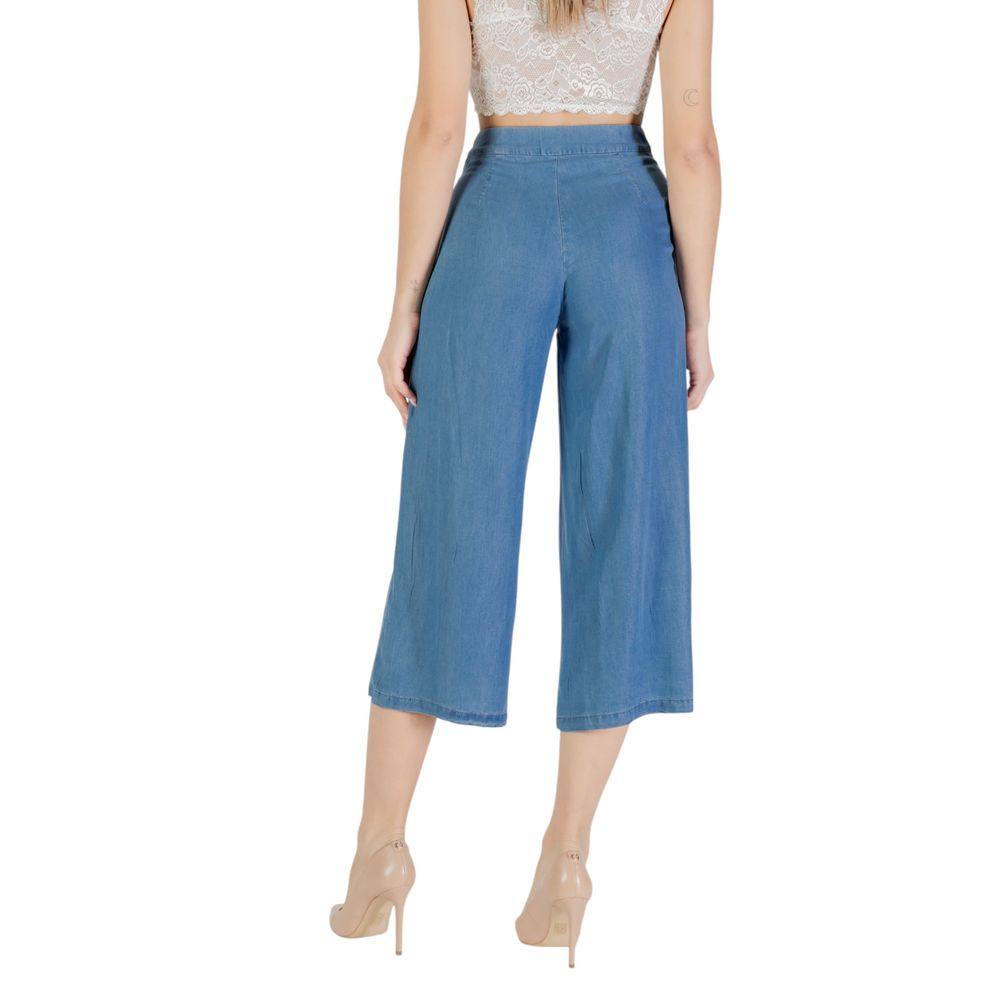 Blue Lyocell Cropped Pants - ventzia