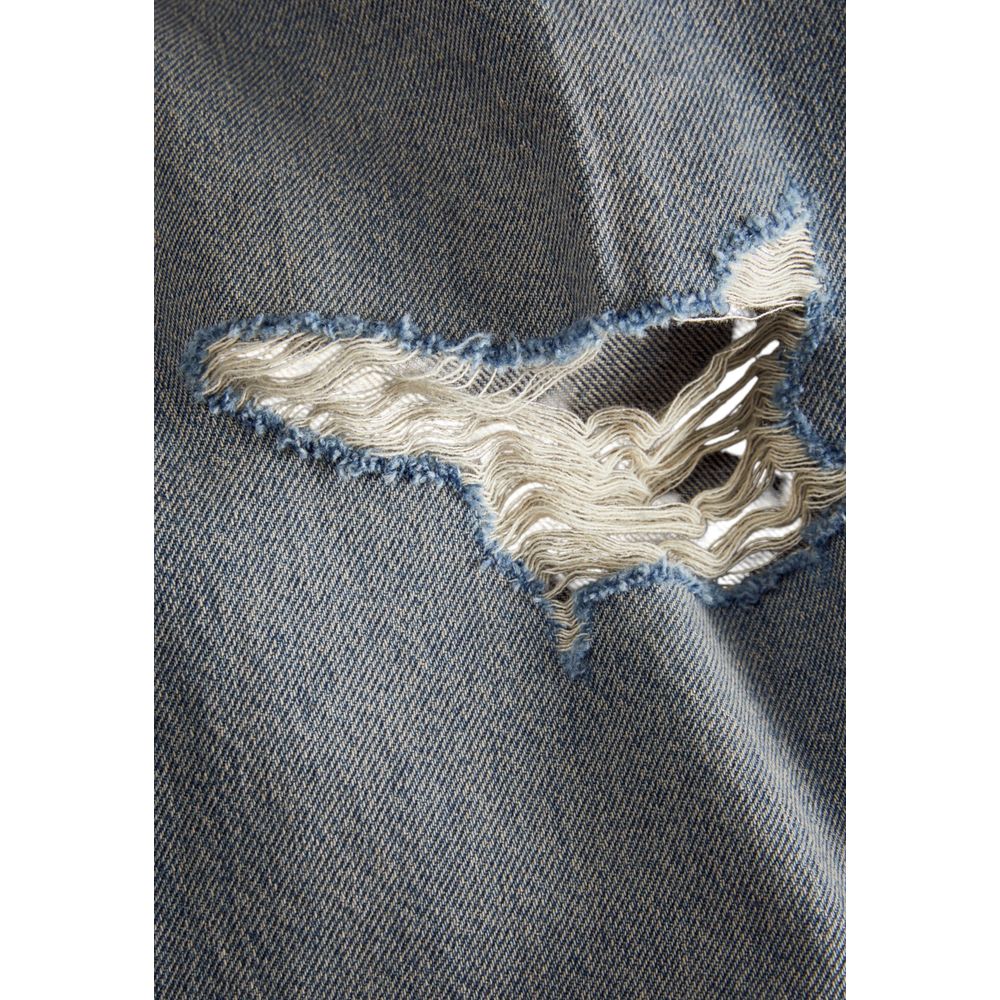 Blue Cotton Relaxed Fit Jeans - ventzia