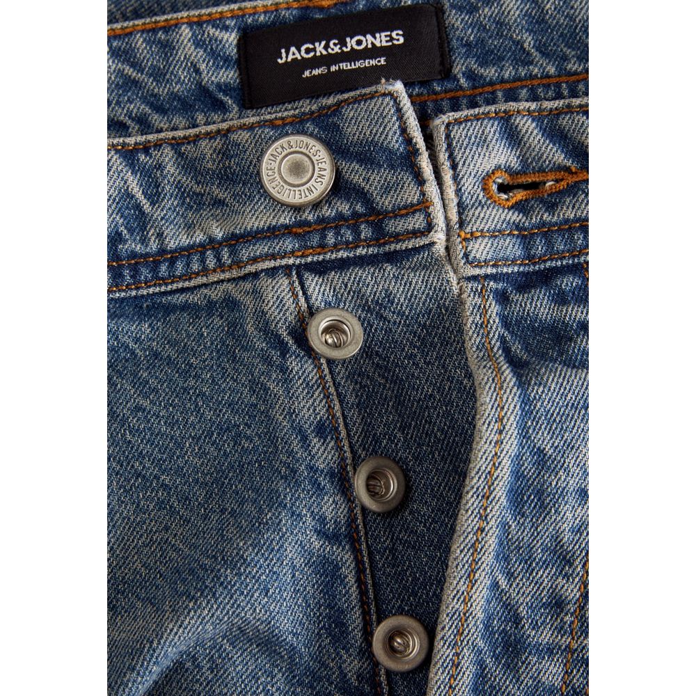 Blue Cotton Relaxed Fit Jeans - ventzia