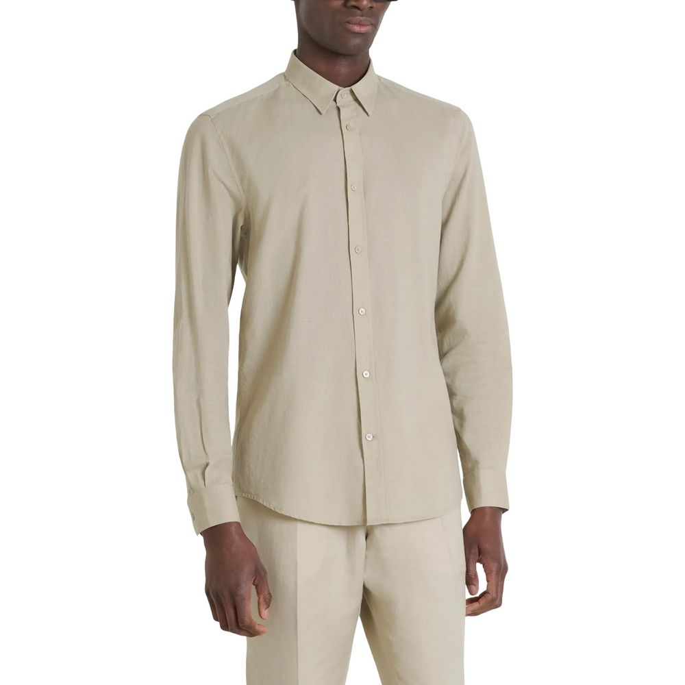 Beige Cotton Shirt - ventzia