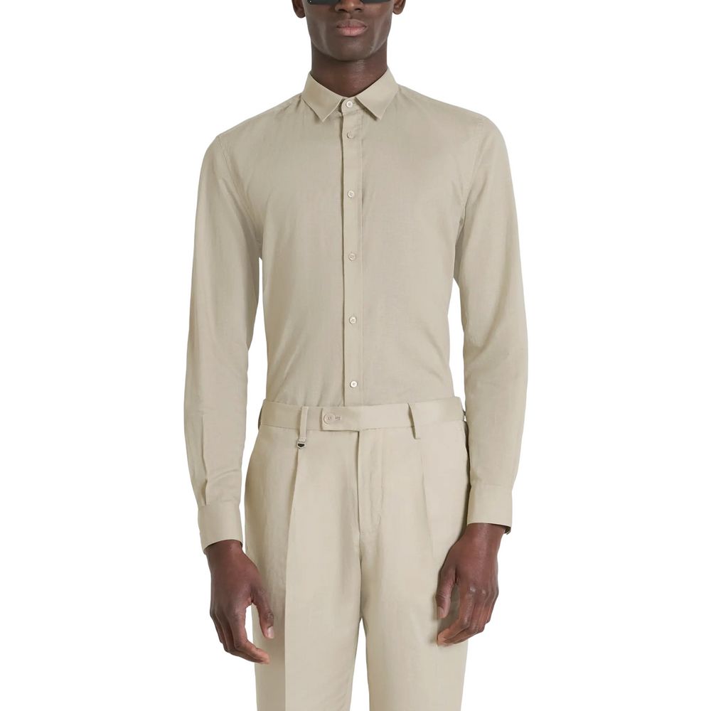 Beige Cotton Shirt - ventzia