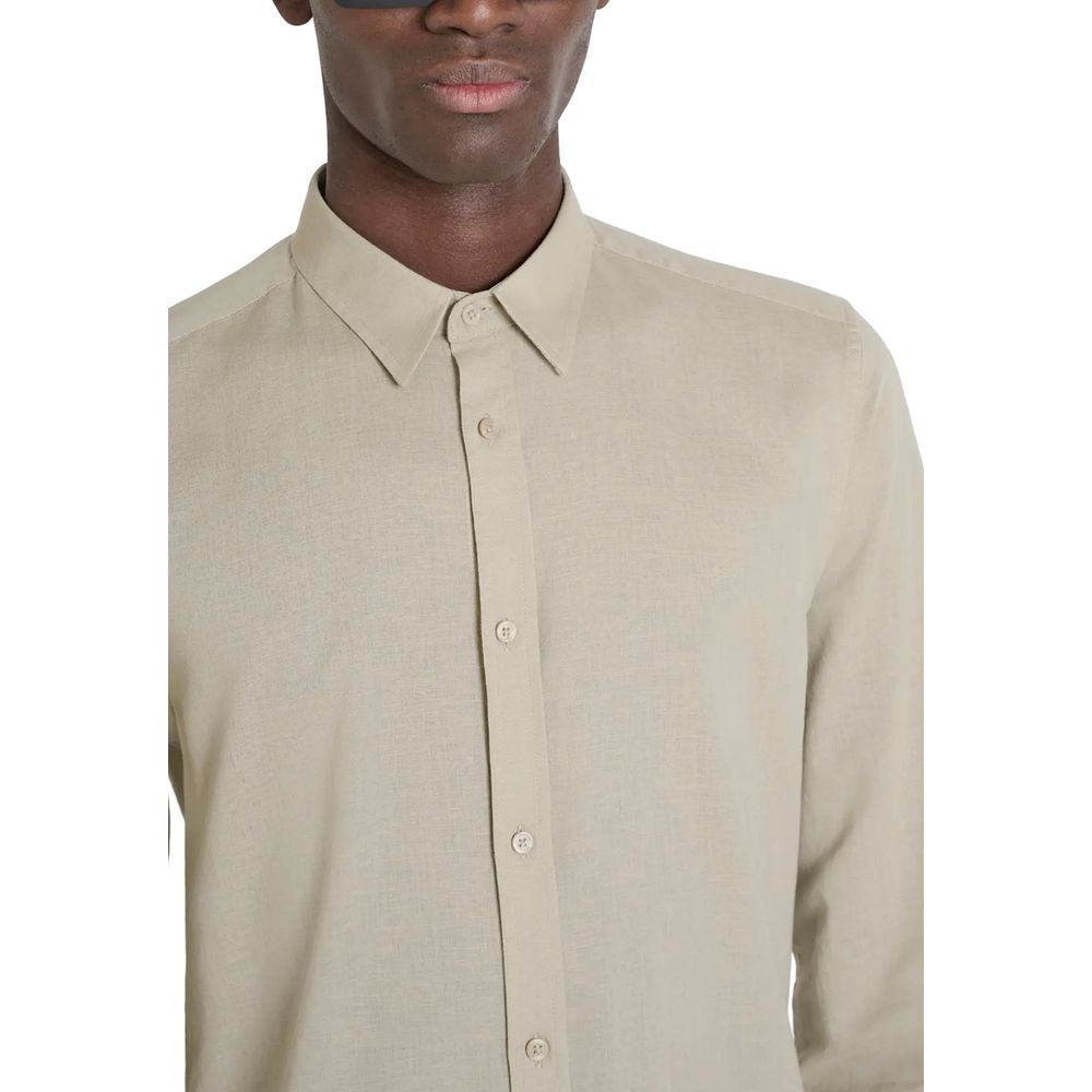 Beige Cotton Shirt - ventzia
