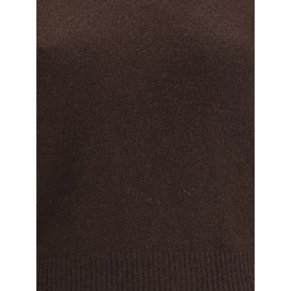 Brown Fleece Wool Cashmere Sweater - ventzia