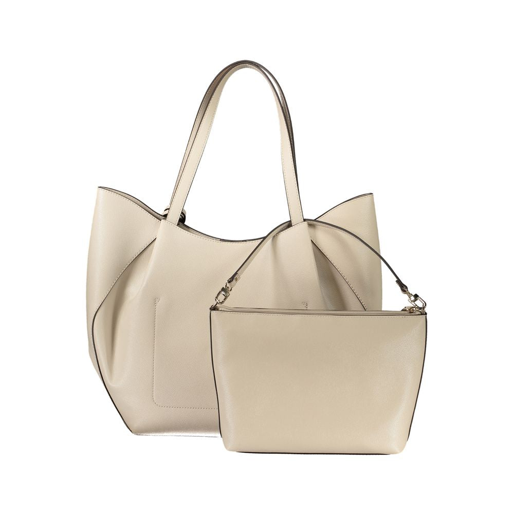 Beige Polyethylene Women Handbag - ventzia