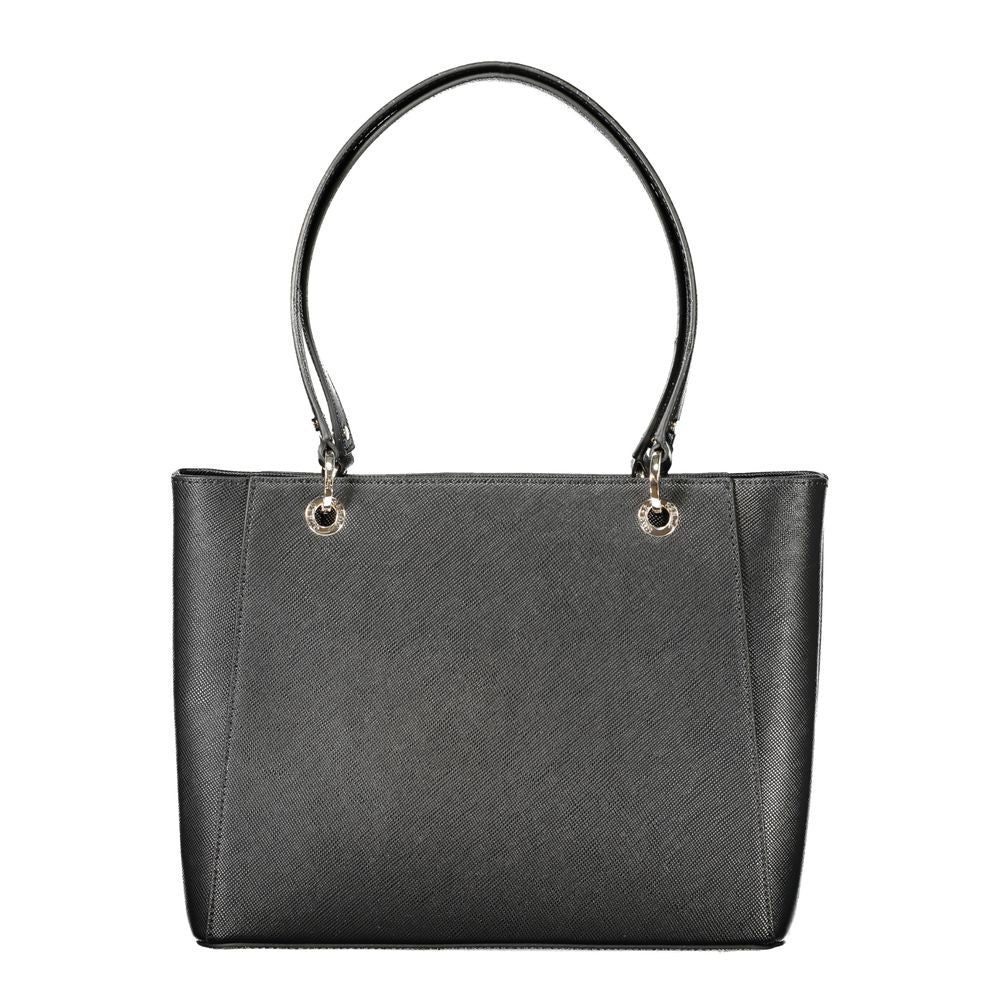 Black Polyurethane Women's Handbag - ventzia