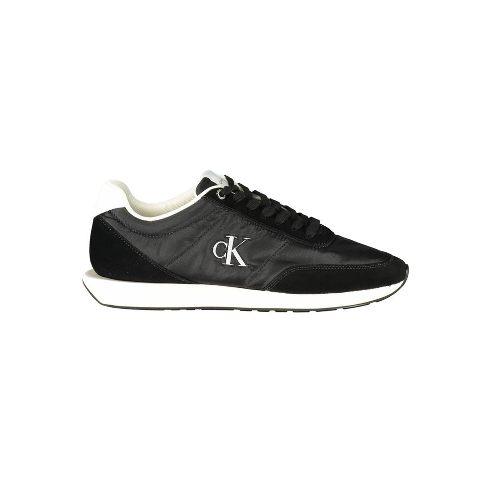 Black Polyester Men Sneaker - ventzia