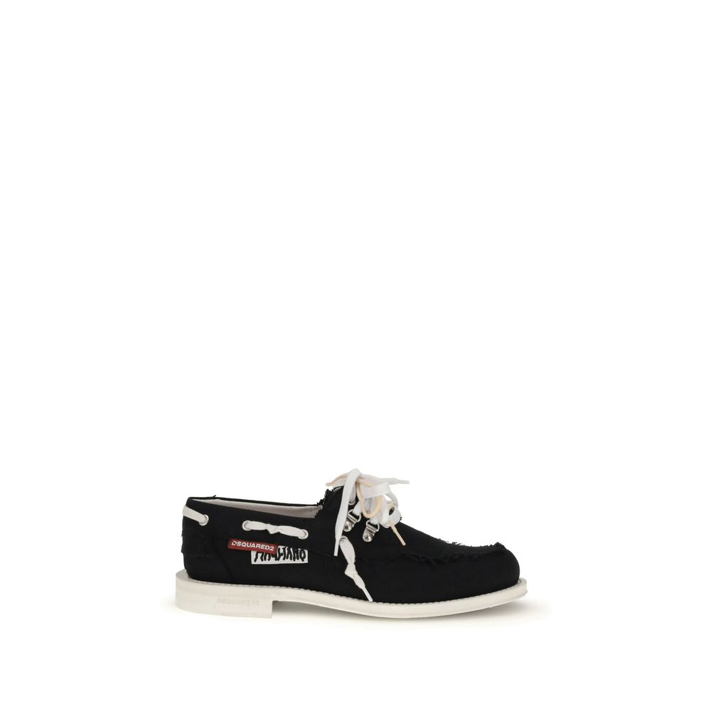 Black Cotton Slip-On Loafers - ventzia