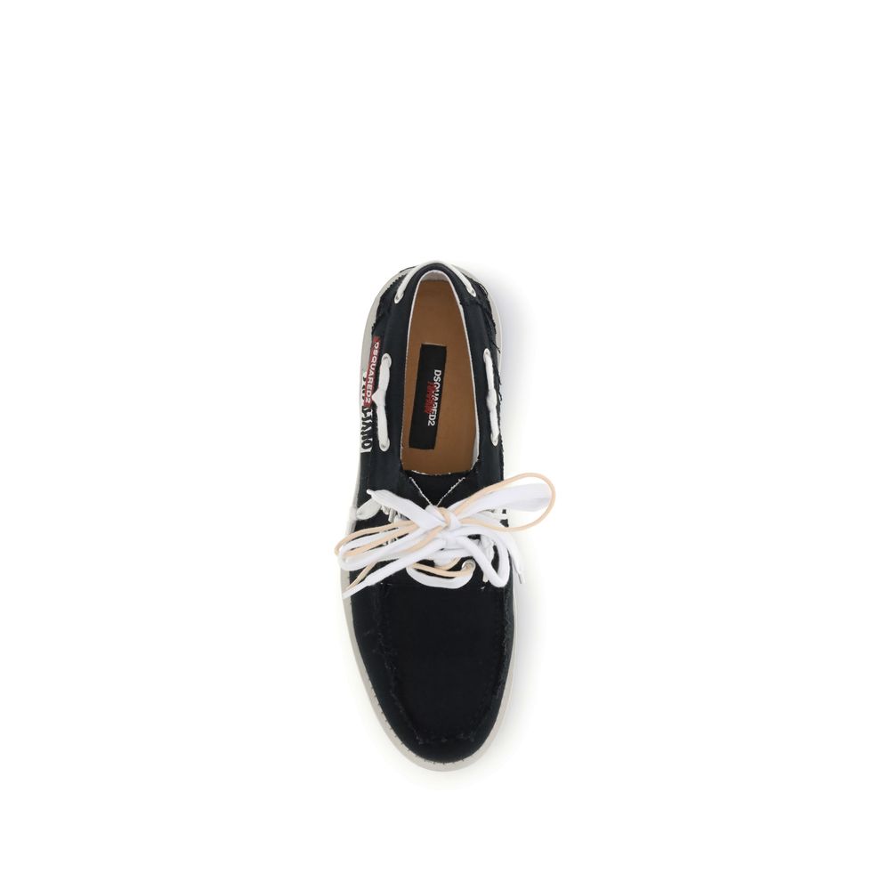 Black Cotton Slip-On Loafers - ventzia