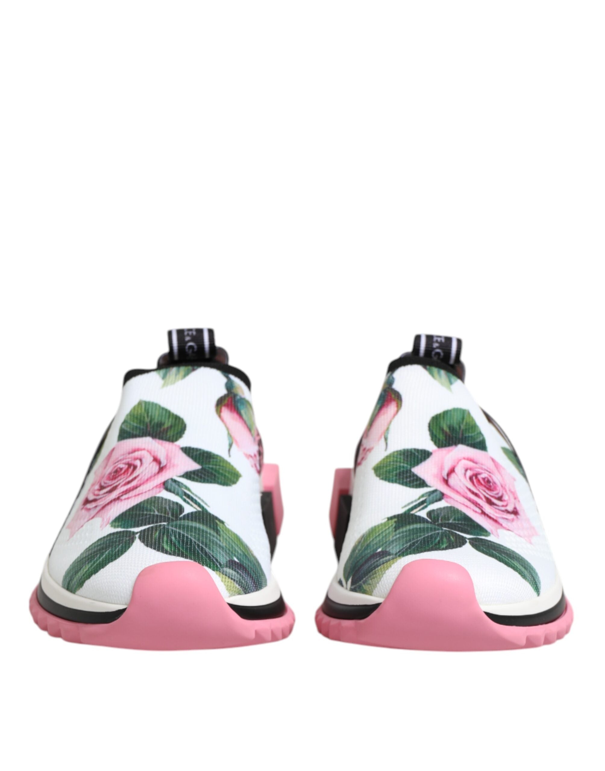 White Rose Print Sorrento Sneakers Shoes - ventzia